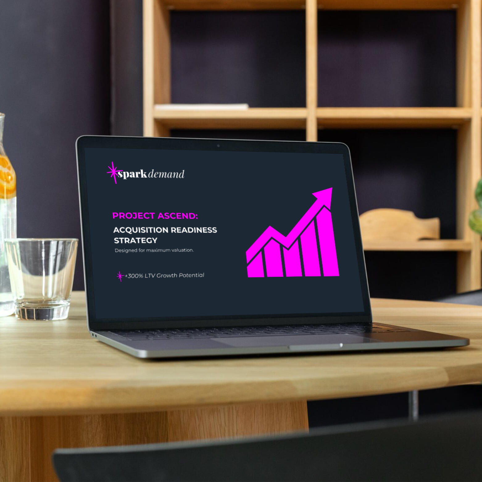 Visual of a polished, professional Executive Pitch Deck or a high-value financial report